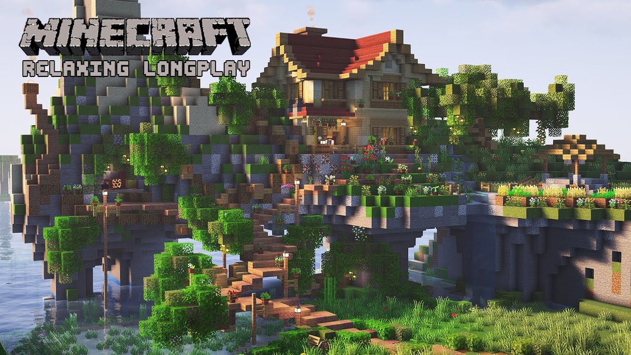 We Built a Peaceful Mountain Base - Minecraft Relaxing Longplay (No Commentary)