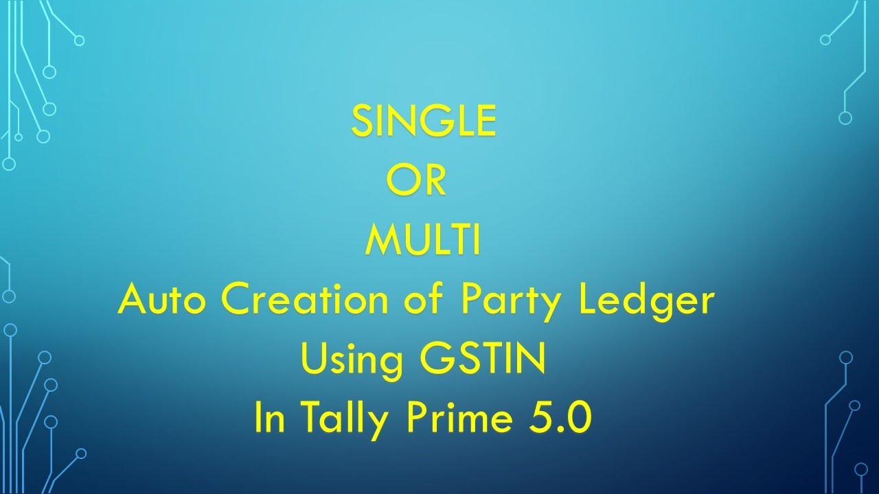 Auto Party Creation in Tally Prime 5.0