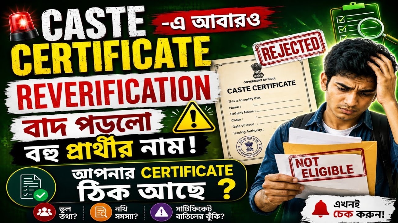 Caste Certificate Reverification -এ আবারও বাদ পড়লো বহু প্রার্থীর নাম! | আপনার Certificate ঠিক আছে ?