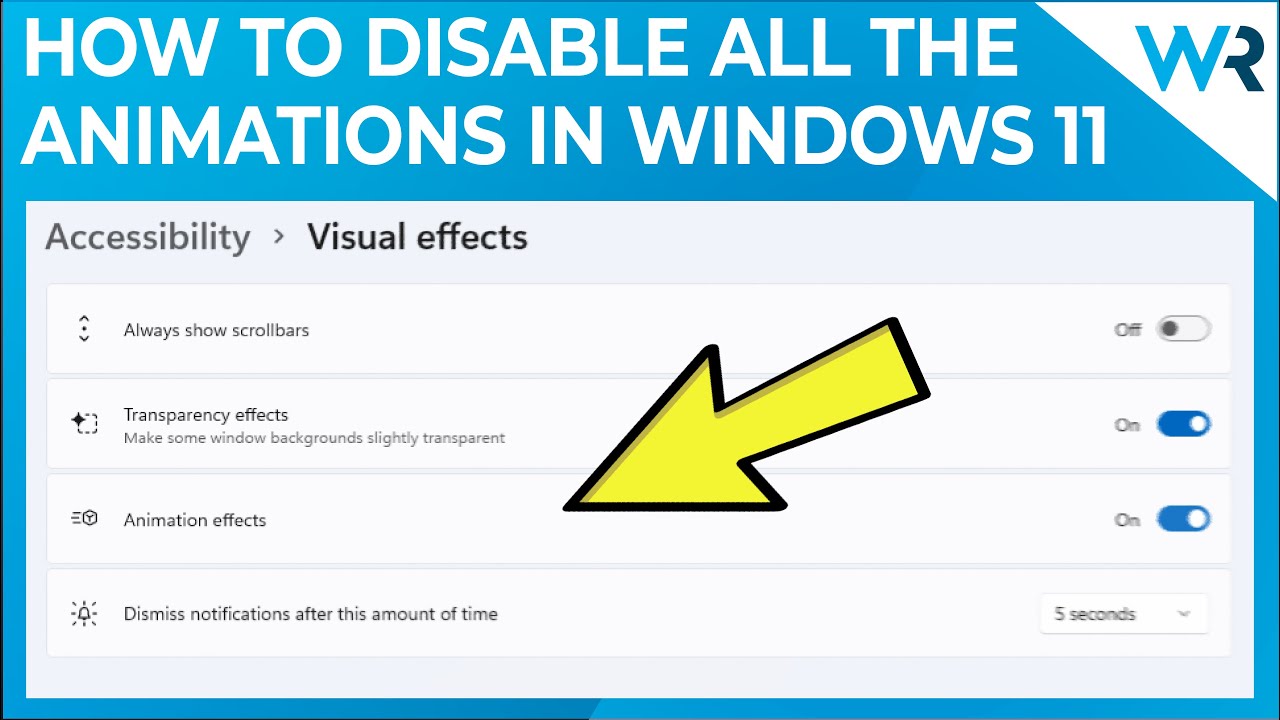 How to disable animations in Windows 11