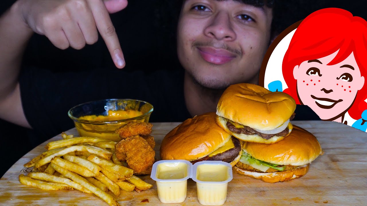 ASMR MUKBANG WENDY’S BURGERS, NUGGETS & FRIES (EATING SOUNDS)