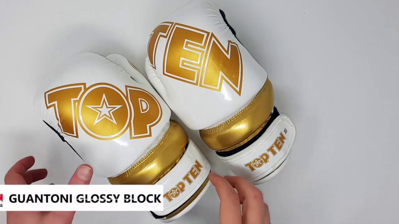 Перчатки для кикбоксинга и тхэквондо TOP TEN GLOSSY BLOCK с открытой ладонью