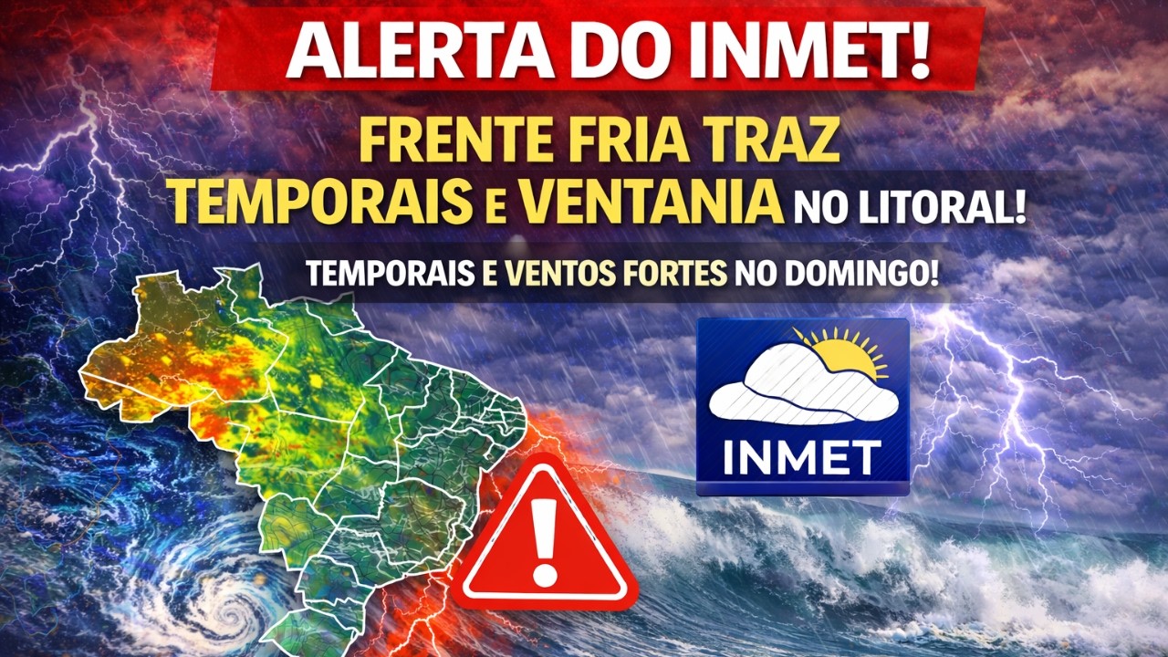 Frente Fria se Forma Neste Domingo! INMET Alerta para Tempestades e Ventos Costeiros!