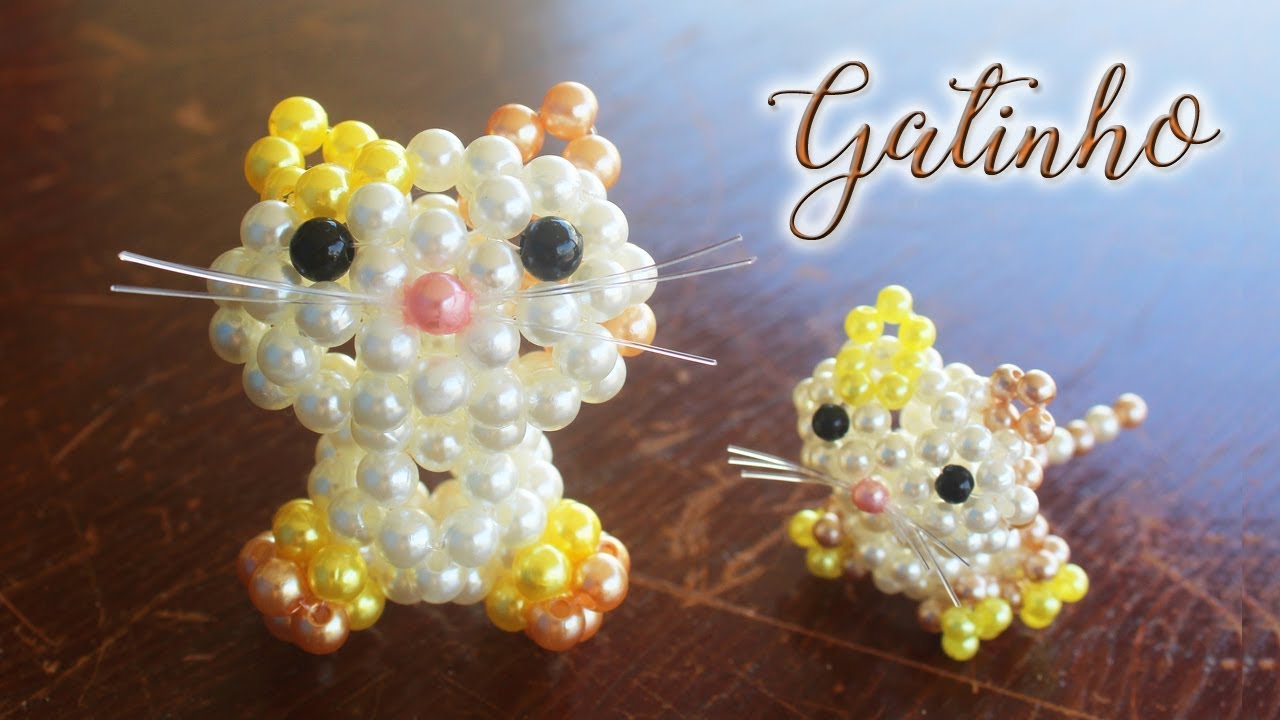 Artesanato passo a passo: Gatinho de miçanga😻😻DIY beads