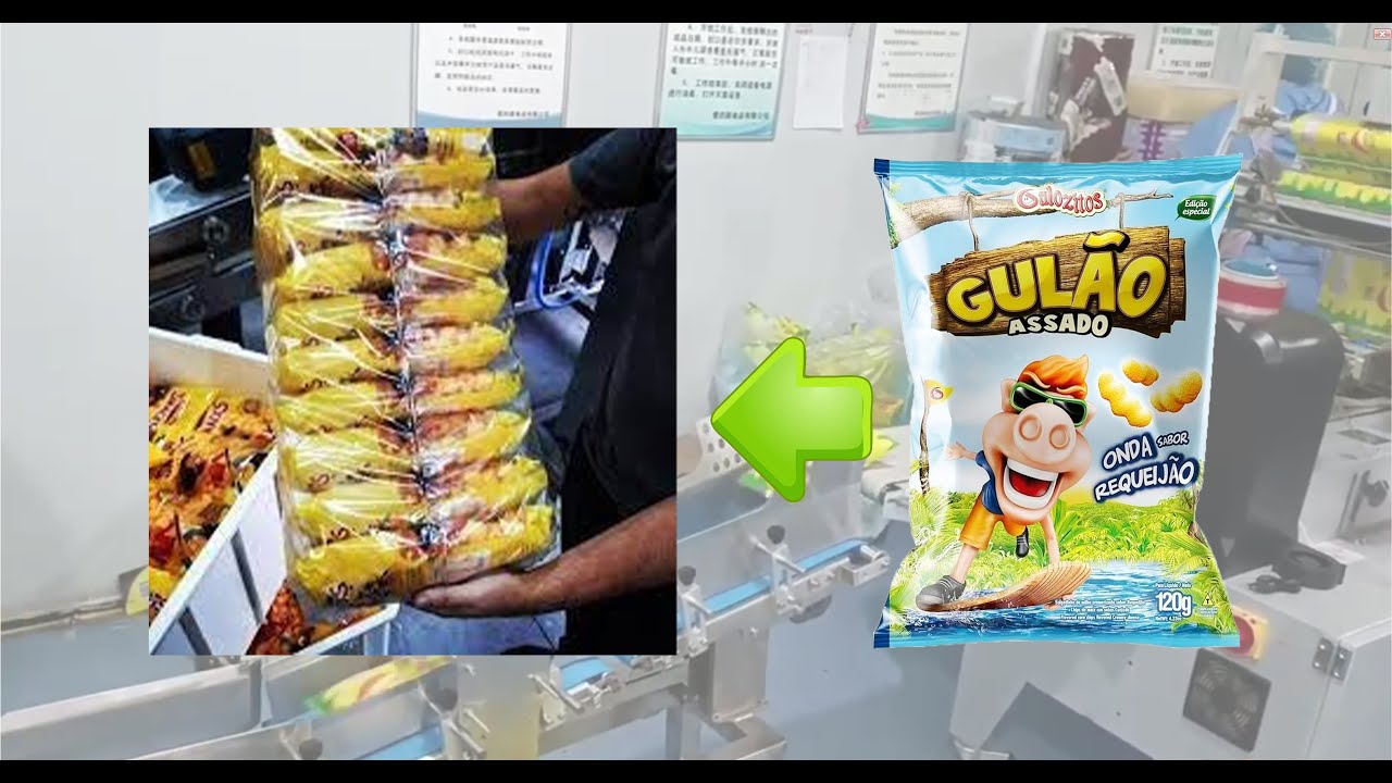 Snack potato chip secondary packaging machine, counting and collecting !