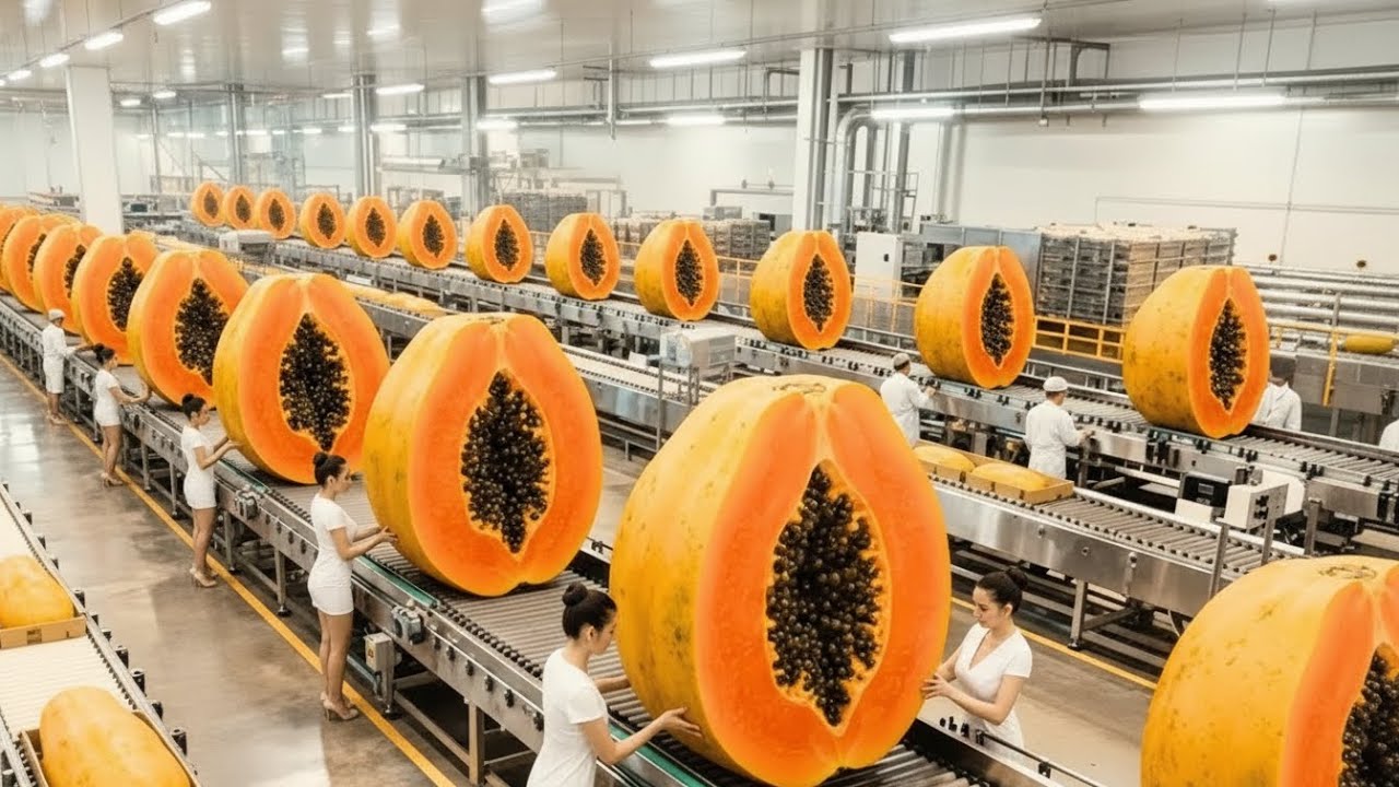 Inside the Giant Papaya Factory From Raw Fruit to Million Dollar Dessert The Most Satisfying Process