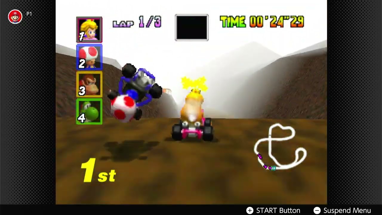 Mario Kart 64 (N64) - Flower Cup Race 50cc (Peach)