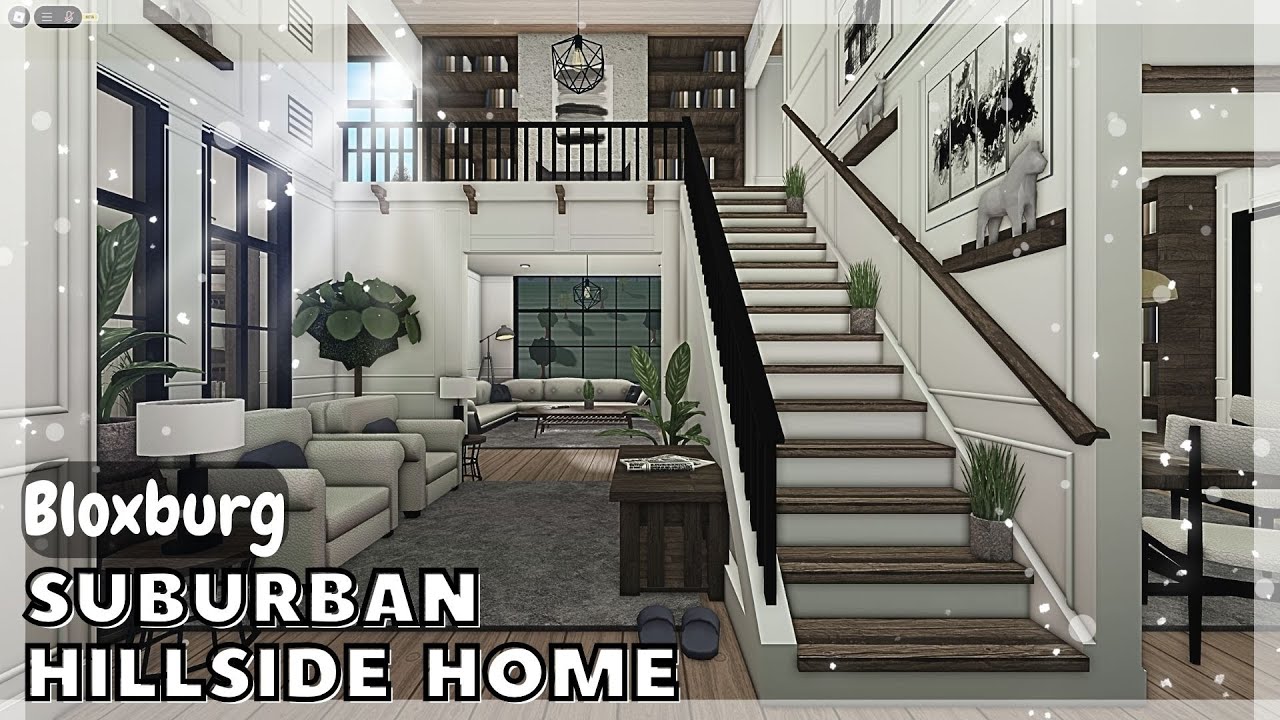 BLOXBURG: Suburban Hillside Home Speedbuild (interior + full tour) Roblox House Build