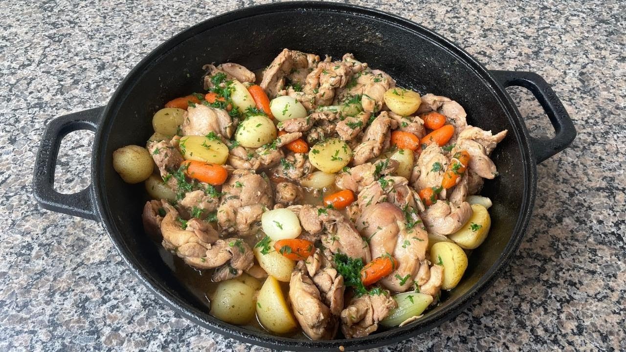 Sobrecoxa com Cenoura Batata e Cebola | Delícias da Eleni