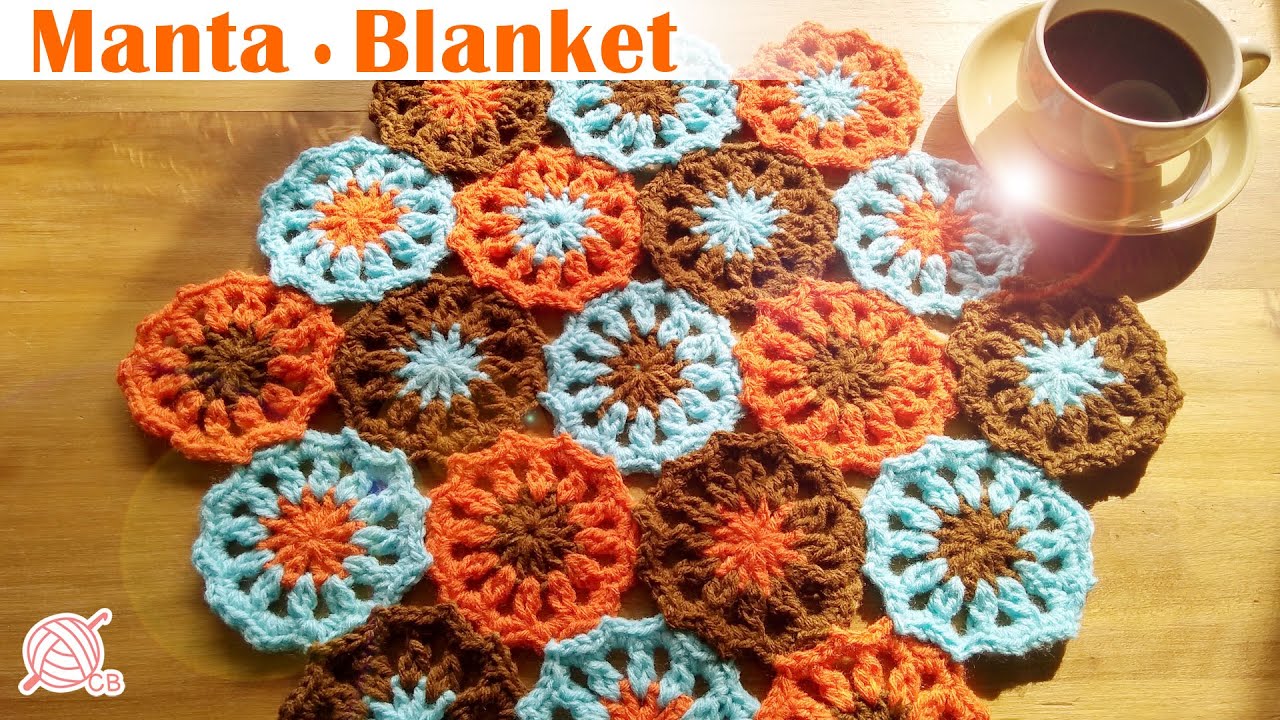 [ENG SUB] Flower Motifs Blanket - Easy Motifs Placemat / Rug - Manta Fácil de motivos a Crochet