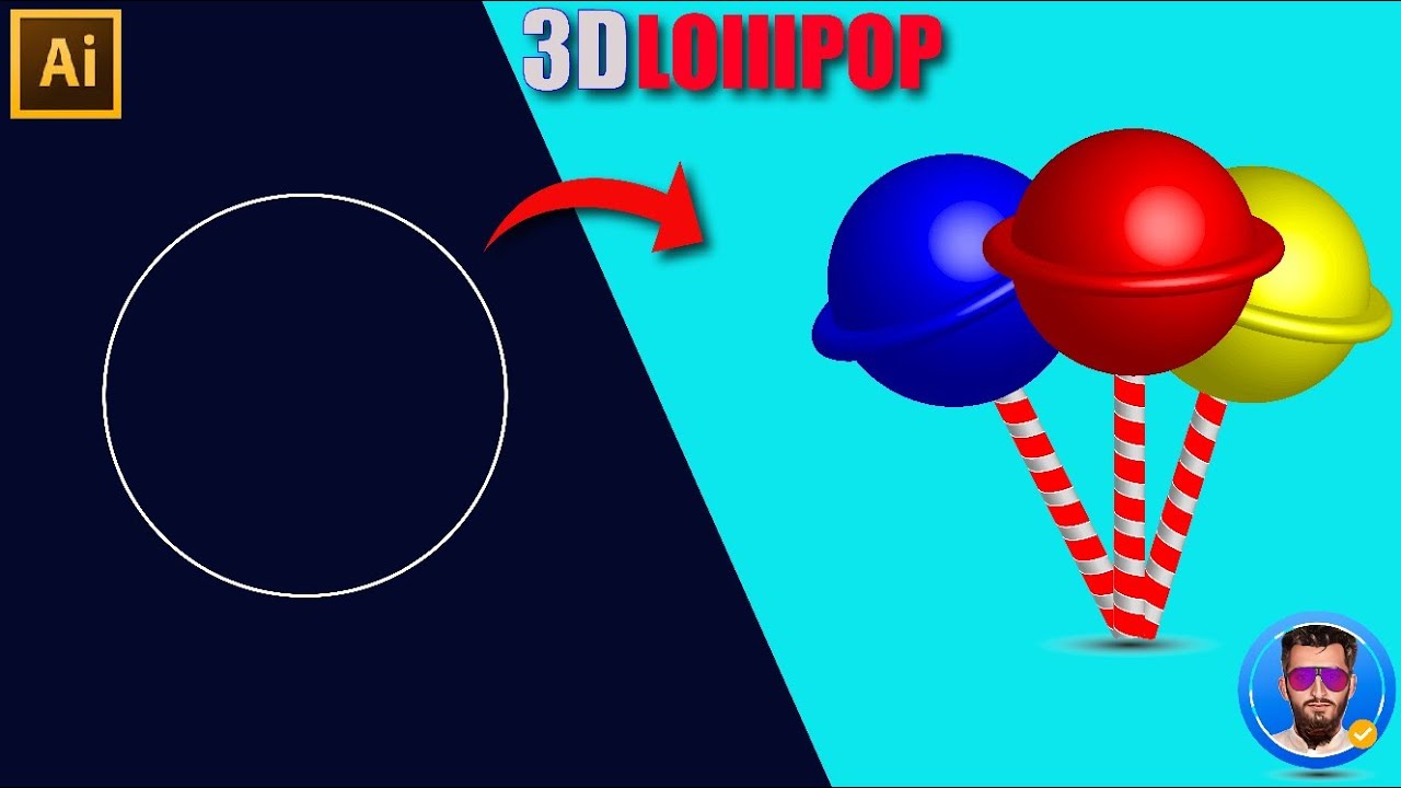How to create 3d lollipop design in adobe illustrator #spurviewer #3d #design #adobeillustrator