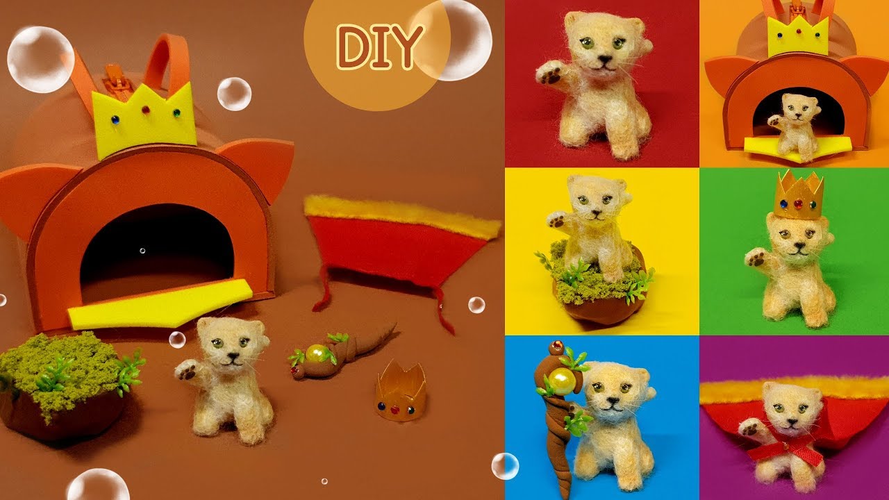 DIY 6 Miniature -   Lion king set !! mini lion , crown~  Hakuna matata!