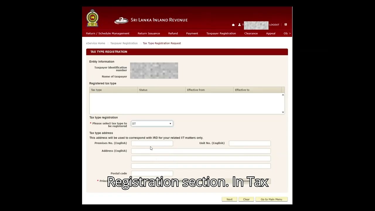 How to register IIT tax type in Sri Lanka IRD portal REMIS