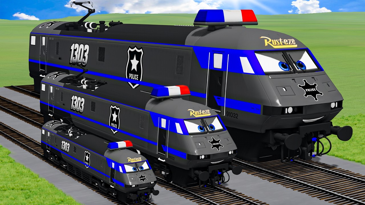 Big & Small Police Train Lightning Mcqueen vs Train | BeamNG.Drive