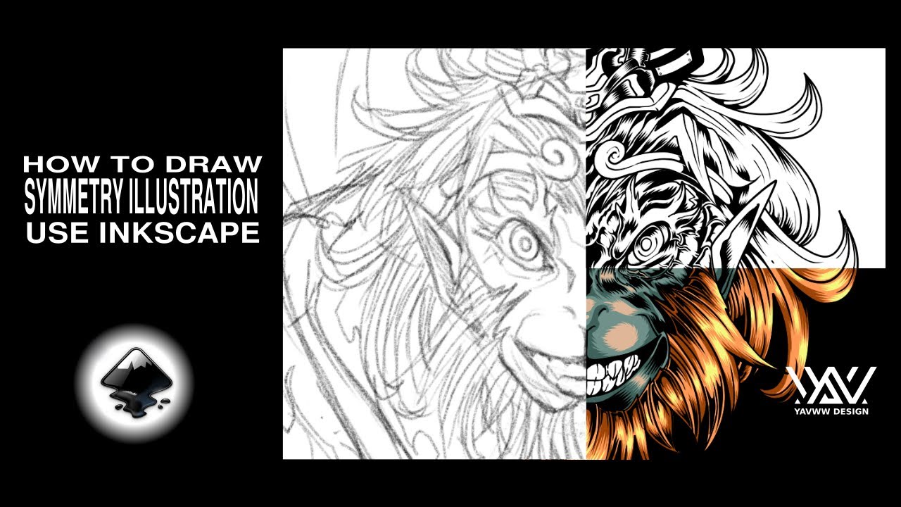 How to draw Symmetry Illustration use inkscape | inkscape Workflow | inkllustrator