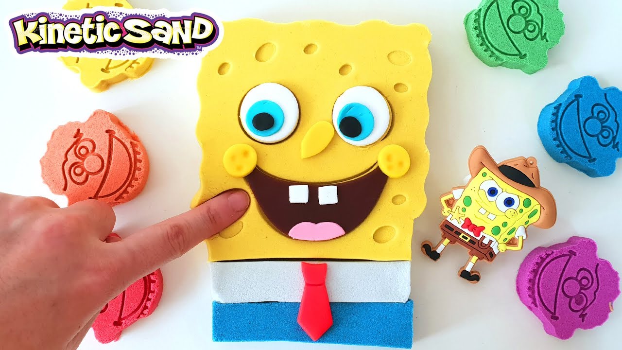 How to make Spongebob with Kinetic Sand and Space Magic Sand DIY Sand Art - Clay Art TV