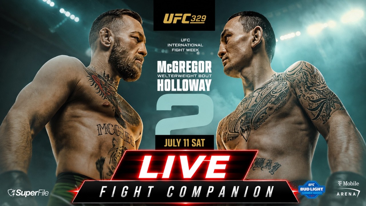 UFC 329 LIVESTREAM MCGREGOR VS HOLLOWAY 2 FULL FIGHT NIGHT COMPANION & PLAY BY PLAY