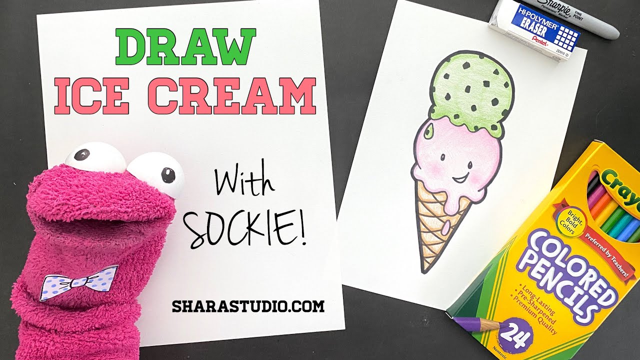 Draw an ice cream come with SOCKIE