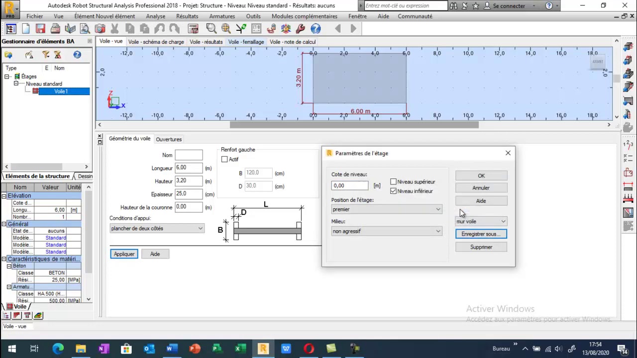 Dimensionnement d'un mur voile avec Robot Structural Analysis