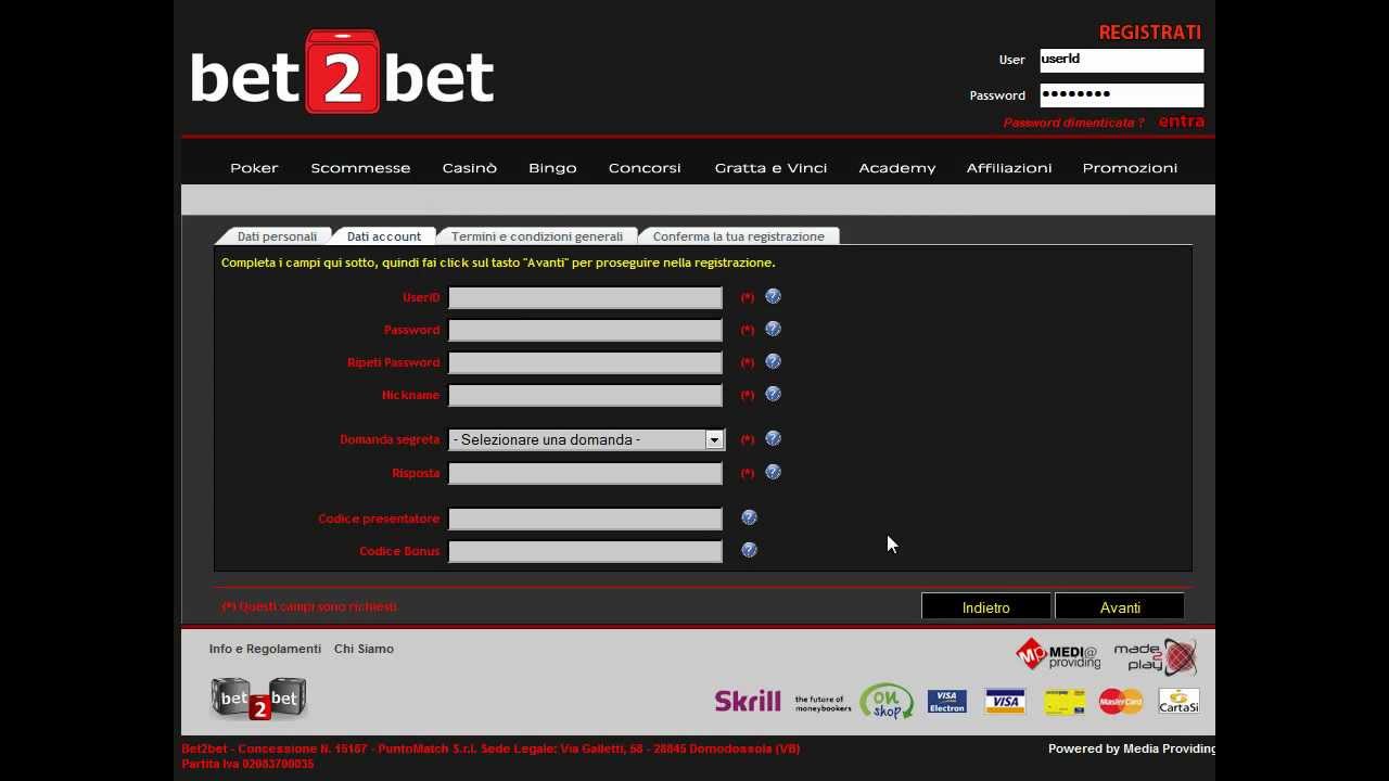 Video Guida alla Registrazione su Bet2Bet.it