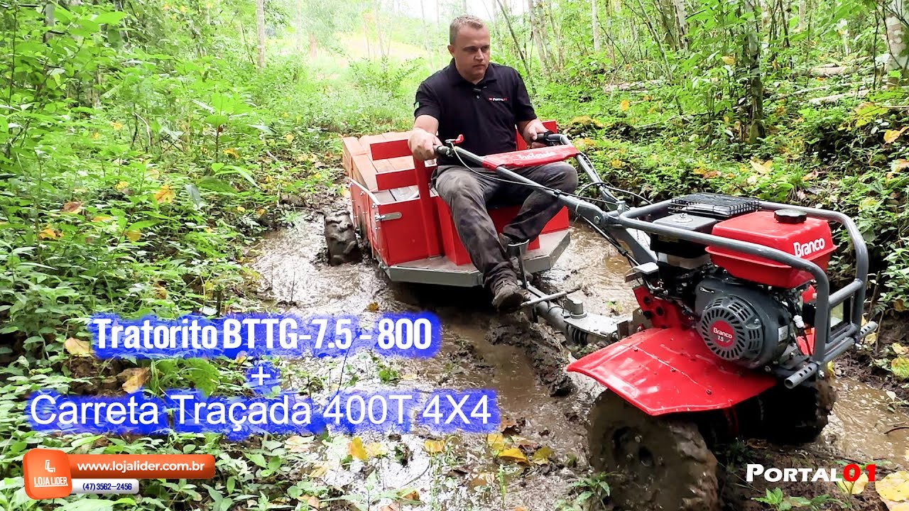 Motocultivador #tratorito Branco BTTG800 7.5 +  Carreta Traçada 400T  @Branco - A força que o Brasil precisa