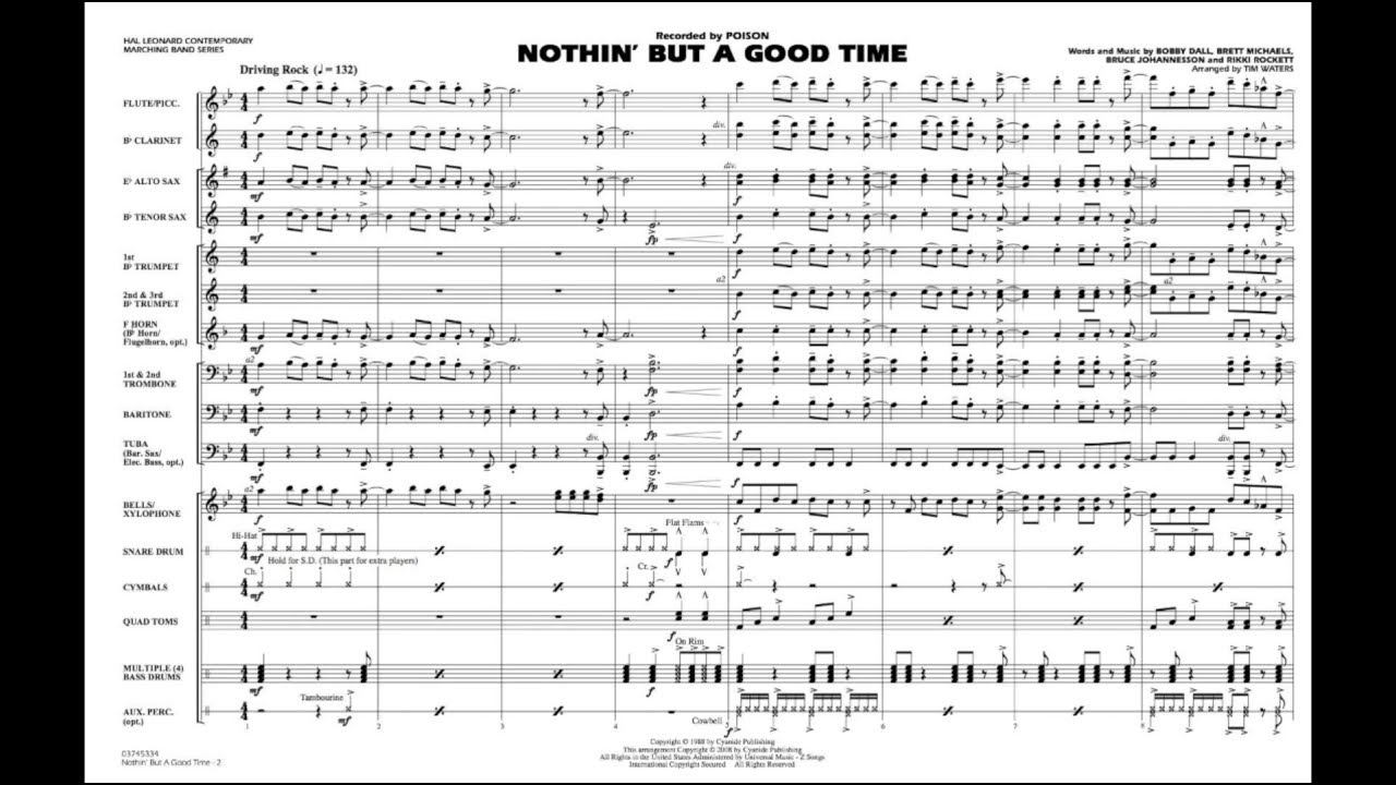 Nothin' but a Good Time arranged by Tim Waters