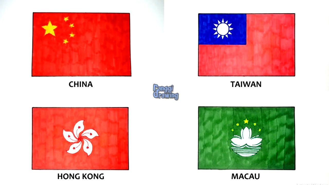 Drawing the Flag of China, Taiwan, Hong Kong, Macau