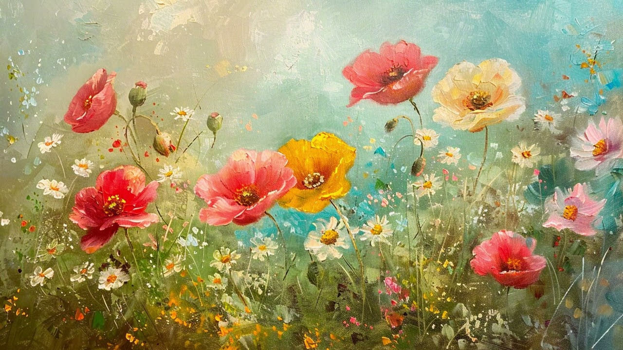 Soft Wildflower Garden Oil Painting (4K) • TV Art Screensaver for Smart TV