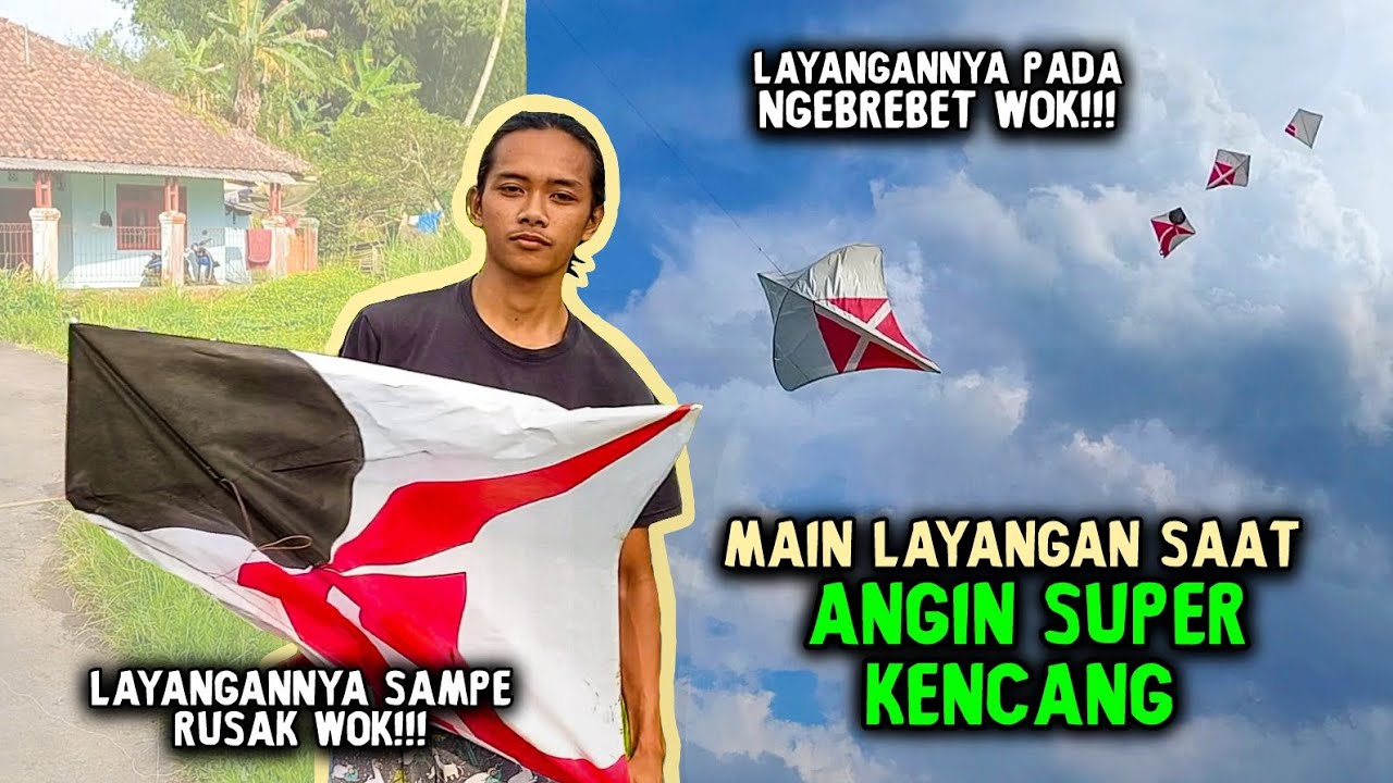 Main Layangan 110 Cm Saat Angin Super Kencang!!! - Layangannya Pada Ngebrebet Wok!!!