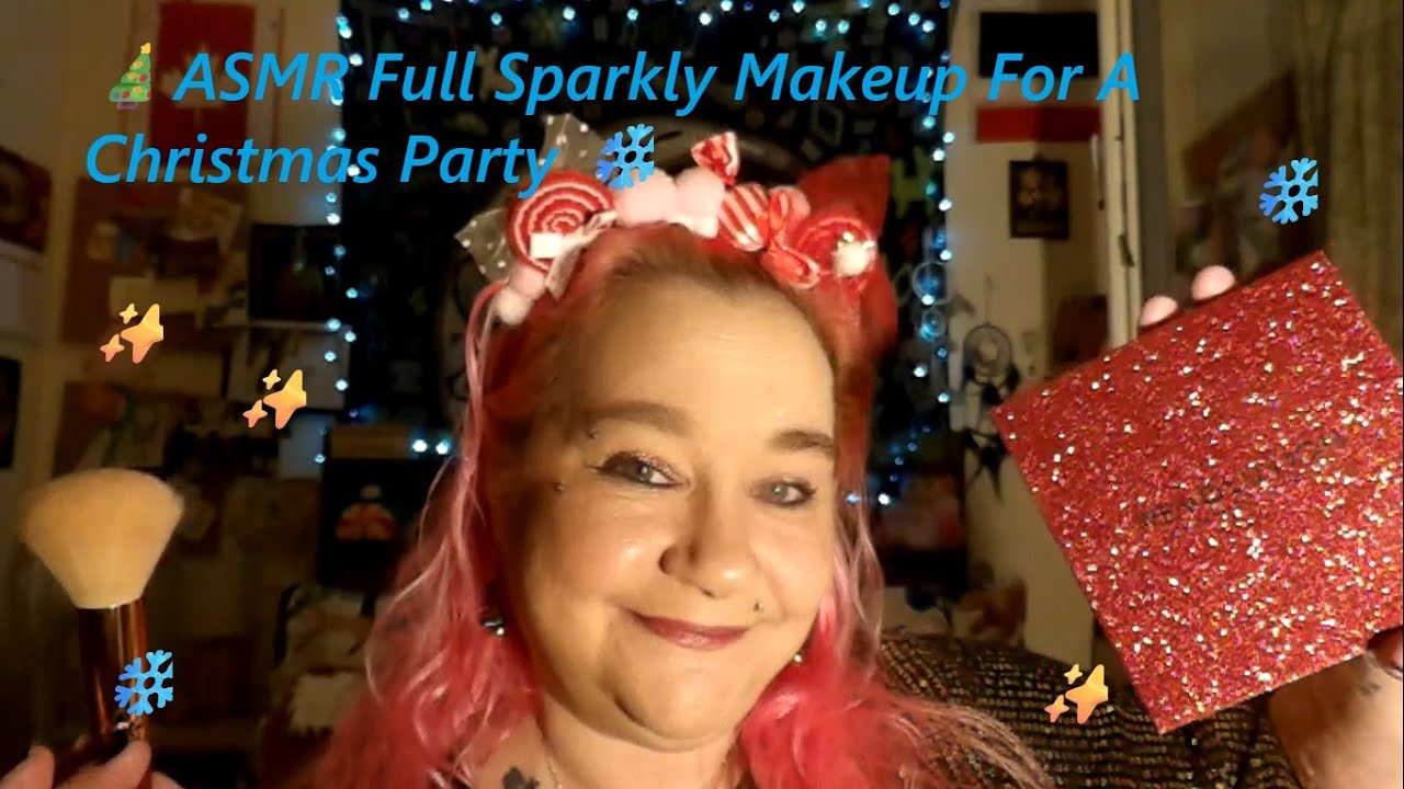 🎄ASMR Full Sparkly Makeup For A Christmas Party ❄️