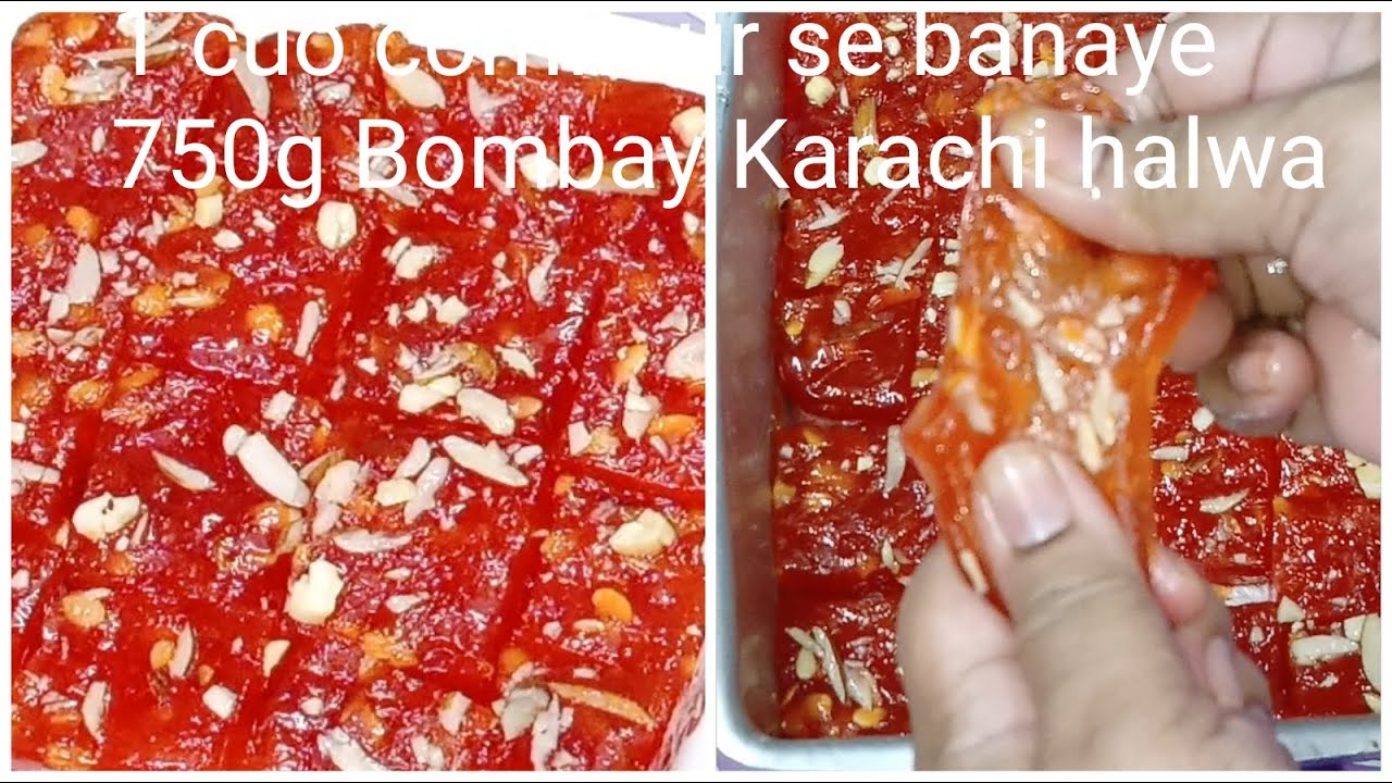 bombay karachi halwa banane ka aasan tarika . corn flour se bana Chewy Bombay Karachi Halwa..