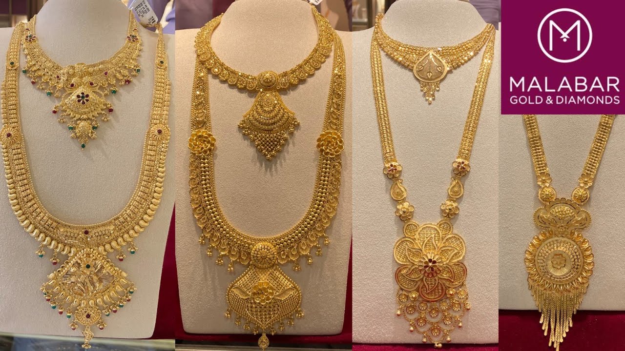 Malabar gold and Diamonds yellow gold plain haram&Necklace designs with price/Malabar gold jewellery