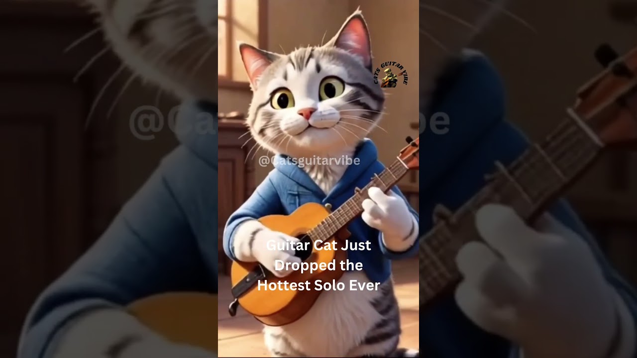 Guitar Cat Just Dropped the Hottest Solo Ever! 🔥🐱 #shorts #guitarcat  #catsguitarvibe