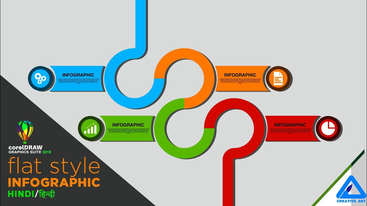 Flat style infographic design Coreldraw in Hindi tutorial