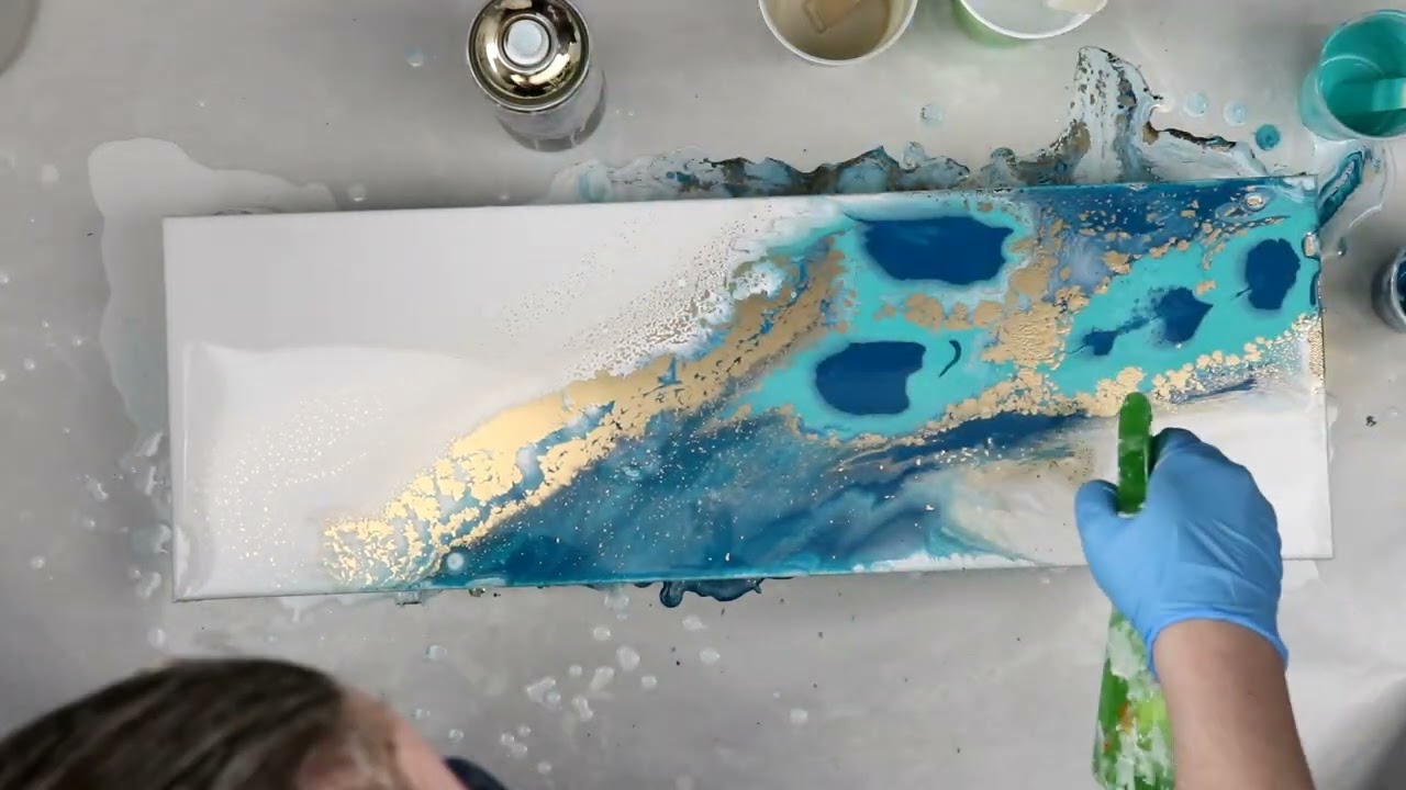 (817) Unbelievable DIY Mixed Media Ocean Inspired Wall Art with Acrylic Pour