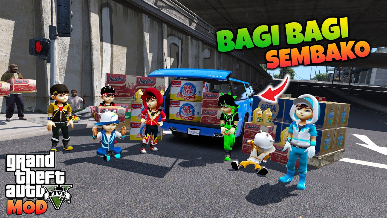 BOBOIBOY KUASA 7 BAGI BAGI SEMBAKO KE WARGA - GTA 5