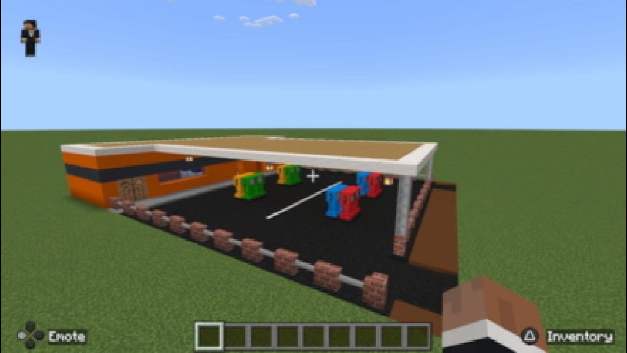Minecraft tutorial for a Petrol Station with Roads Add-on on PS5