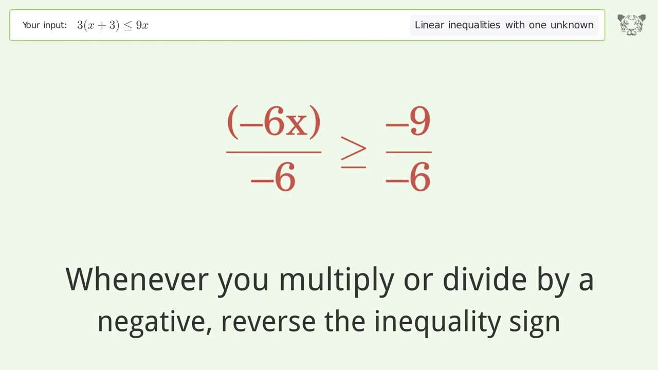 Solving Linear Inequalities: 3(x+3) is Smaller Than or Equal to 9x