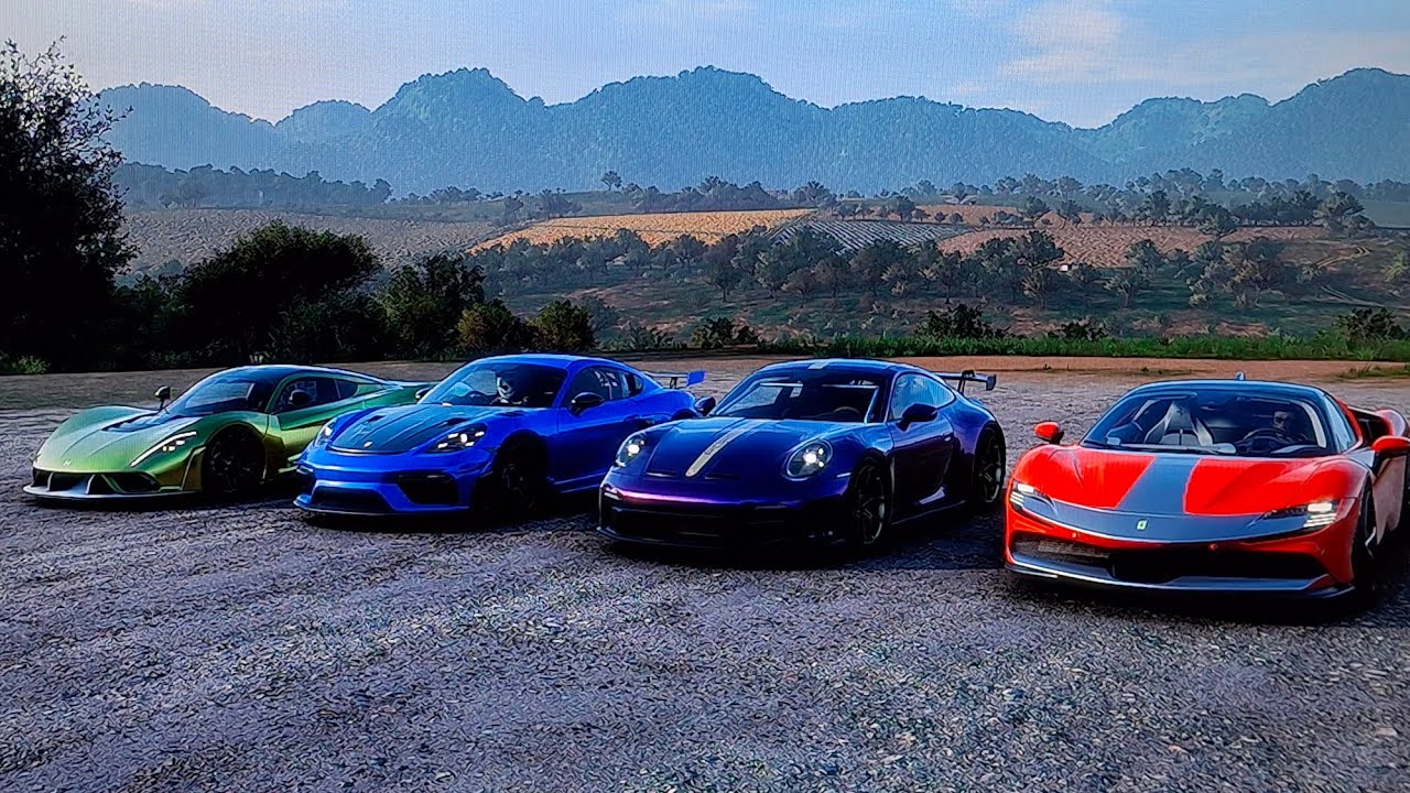 FH5 drag race Ferrari SF90 Stradale  Porsche 992 GT3  Porsche 718 Cayman GT4 RS  Hennessey Venom F5