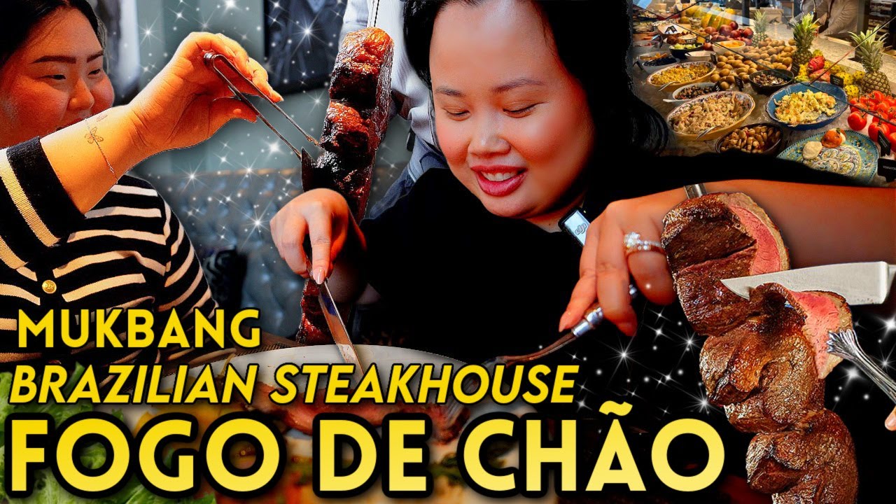 Fogo de Chão Brazilian Steakhouse Mukbang (Unlimited Steak!) 먹방 Eating Show + Seafood + Buffet!
