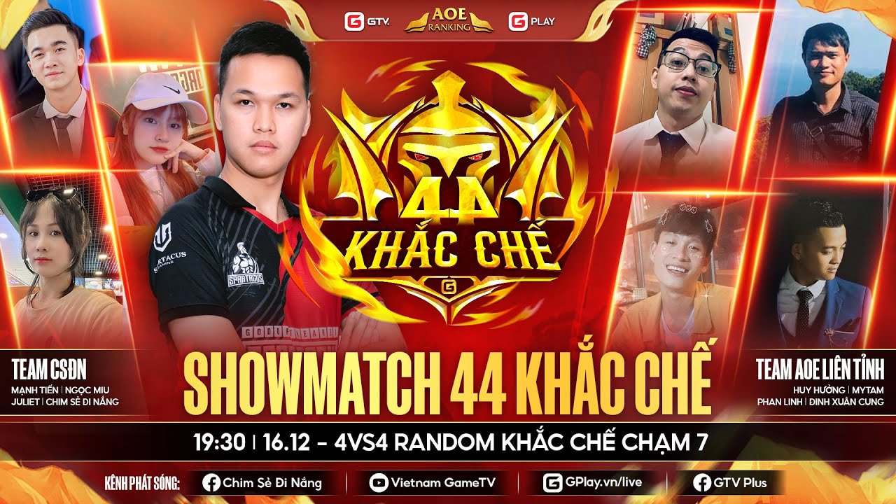 Trực tiếp | Showmatch 44 Khắc Chế | Team Chim Sẻ Đi Nắng vs Team AoE Liên Tỉnh