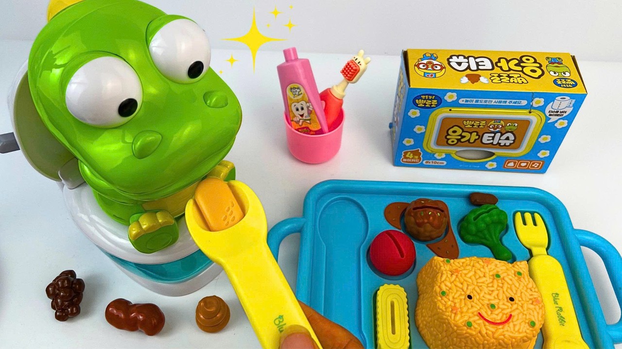 [🌟Toy ASMR🌟] Pororo Krong Toilet & Toothbrush Playset | Eating ASMR | Satisfying Toy Unboxing ASMR