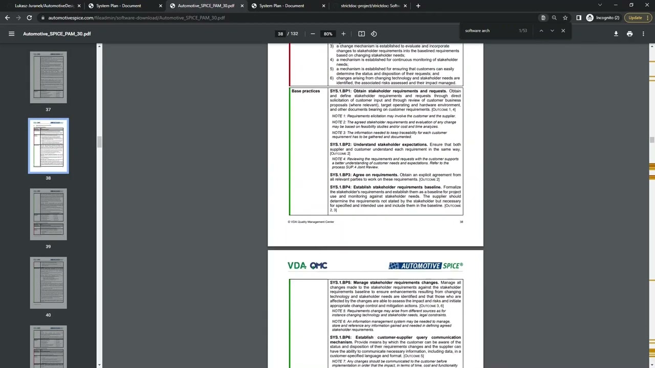 Automotive SPICE in opensource StrictDoc tool, with System Architecure ideas
