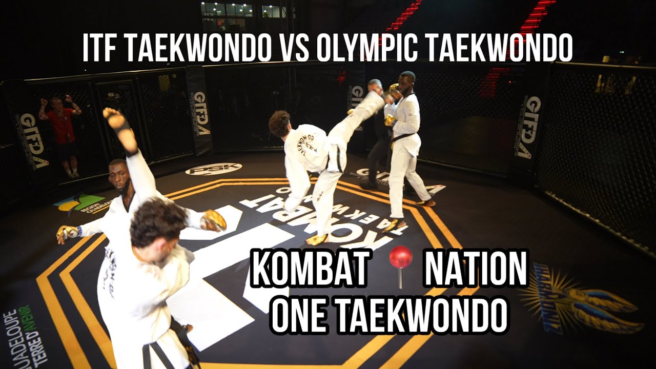 Бой между командами ITF и OLYMPIC по тхэквондо в клетке Kombat Taekwondo.