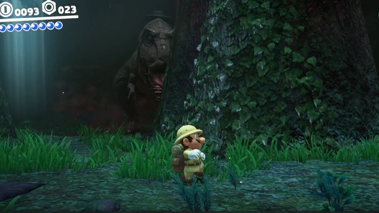 Super Mario Odyssey - Secret Dinosaur in Wooded Kingdom!