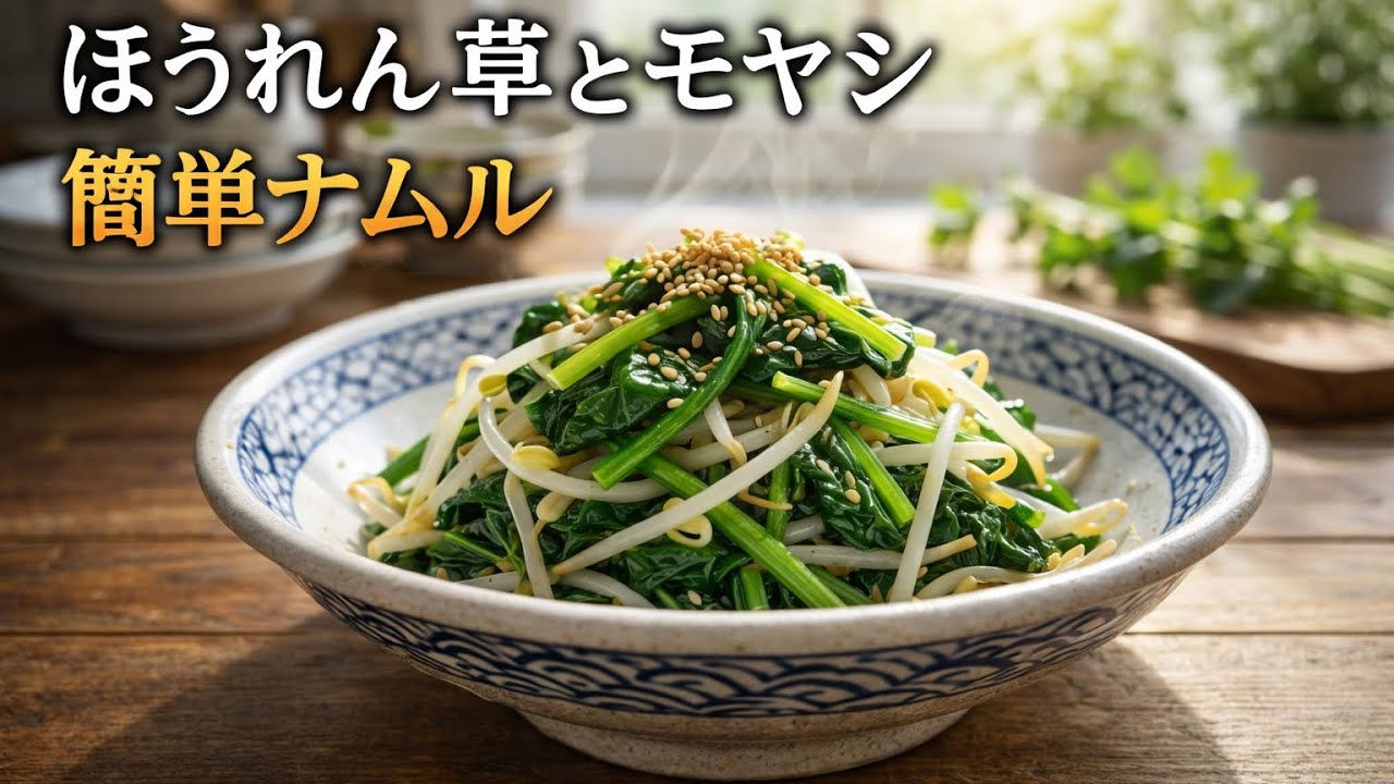 【混ぜるだけ3分】ほうれん草×もやしが止まらない！本格ナムル｜レンジ簡単・節約・ヘルシー