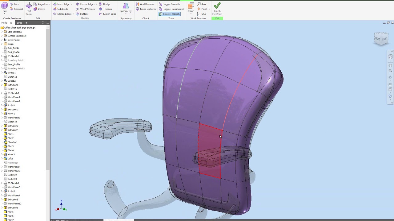 Autodesk Inventor - Freeform back seat