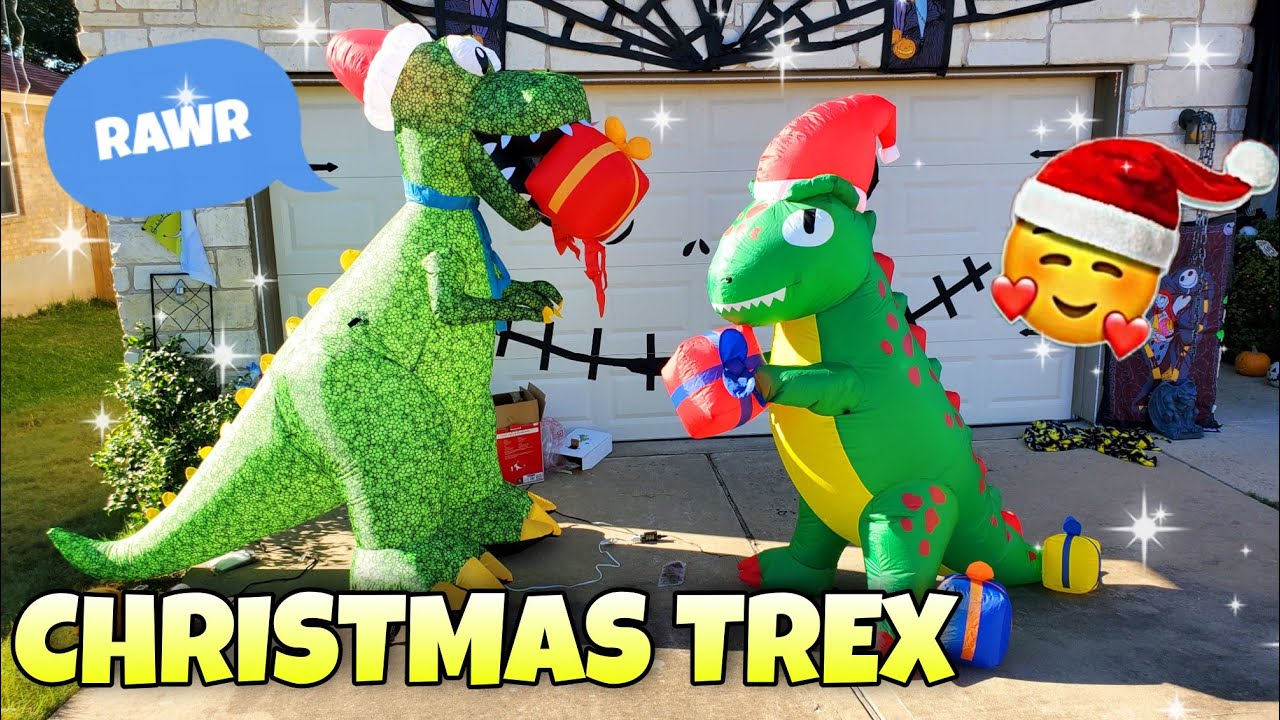 Рождественские надувные игрушки TREX! Рождественские украшения в виде динозавров от Walmart и Ama...