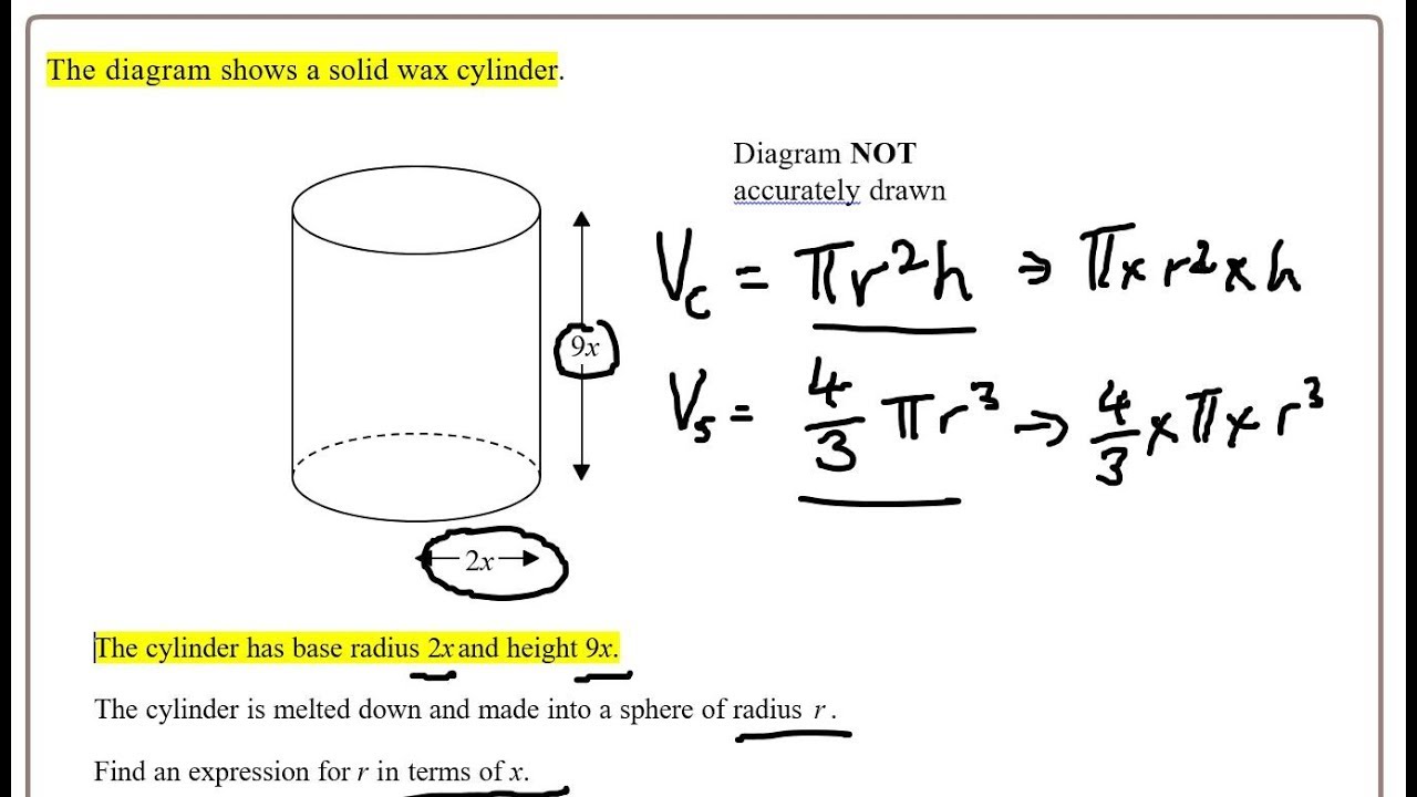 How to Work Out  the Volume of a Cylinder, Cone and Sphere - GCSE Maths Grade 8