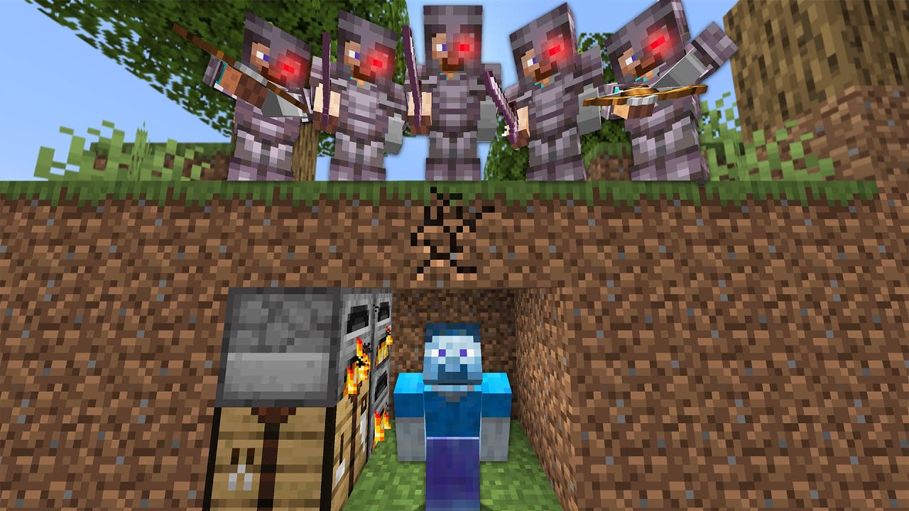 Minecraft Speedrunner VS 5 NETHERITE AI Hunters